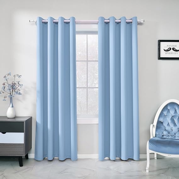 Light Blue Blackout Curtains Insulated Thermal For Kitchen Light Blocking Curtains 84 Inch Length 2 Panels Drapes Top Grommet Darkening Window Curtains For Bedroom Set of 2 Pack 52 X 84 Inches Long