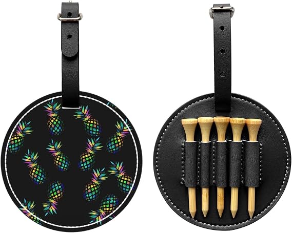 Upside Pineapple Golf Pouch Bag Golf Tee Bag Golf Leather Pouch Golf Accessories Belt Bag Gifts for Golfers Men and Women