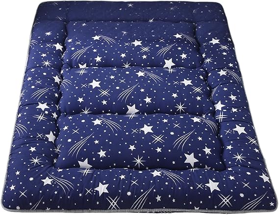 Japanese Futon,Futon Mattress with Portable Storage Bag and Washable Cover,Tatami Mat Sleeping Pad ,Foldable Floor Mattress for Sleeping, Dormitory(Blue-D,90 * 200cm)