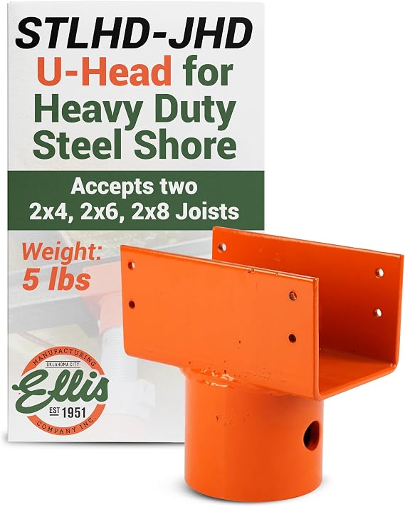 Ellis Manufacturing Company U-Head Top - Heavy Duty Steel Shore Joist Hanger for Horizontal Lumber Beams - Home Improvement, Built to Last, Durable Construction - Double Holder