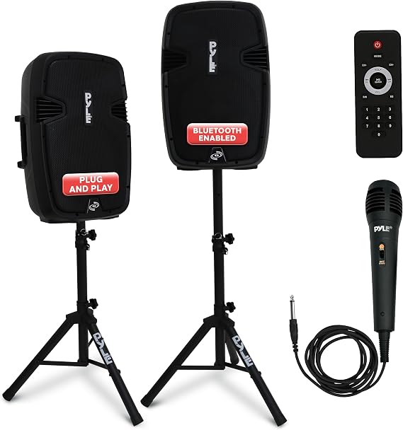 Pyle Portable PA Speaker System 1800W Bluetooth Active/Passive Outdoor