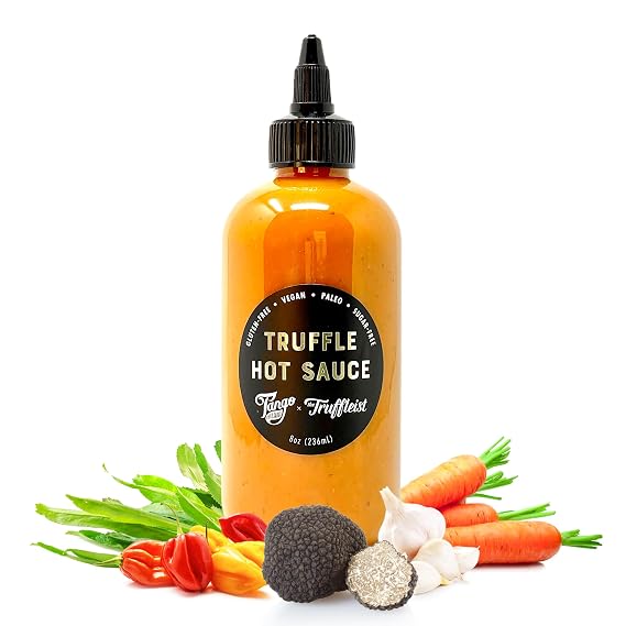 Truffle Tango Gourmet Black Truffle Hot Sauce Carrot-Based, Healthy & Clean Vegan, Gluten-Free 8 oz Squeeze Bottle