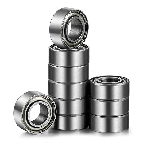 R144-ZZ Miniature Ball Bearings 1/8" x1/4" x7/64 (10 Pack), Double Metal Shielded Chrome Steel, Pre-Lubricated, for RC Helicopters, 3D Printers, Robotics & Hobby Projects