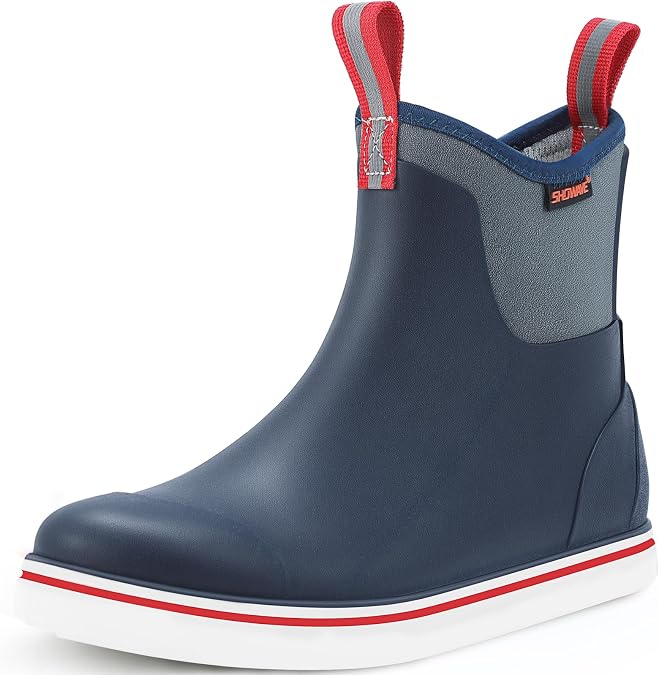 Showave Men's Deck Boots Waterproof Ankle Rubber Rain Boots