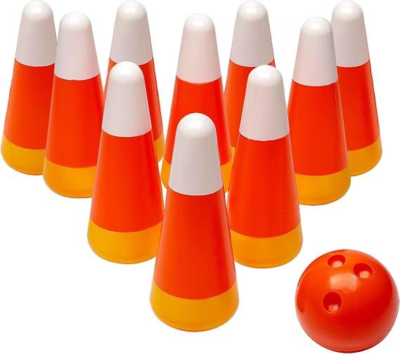 Fun Express Halloween Candy Corn Pumpkin Bowling Set for Kids
