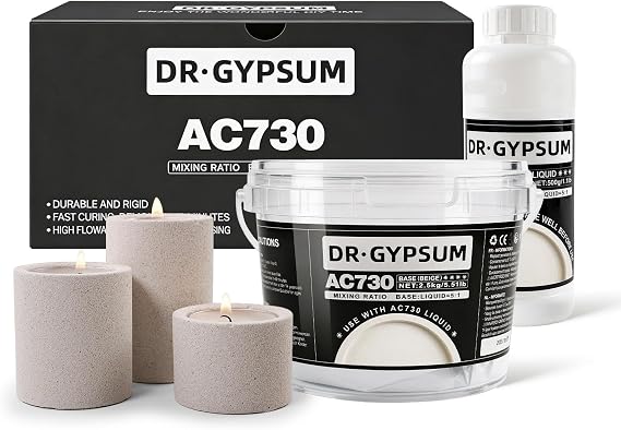 DRGYPSUM Stone Kit,Eco-Resin Water-Based Casting Material for Concrete DIY Projects, Two-Part Powder Base and Liquid Set, 3kg(5.51Ib Base+1.1Ib Liquid)/Set(Beige)