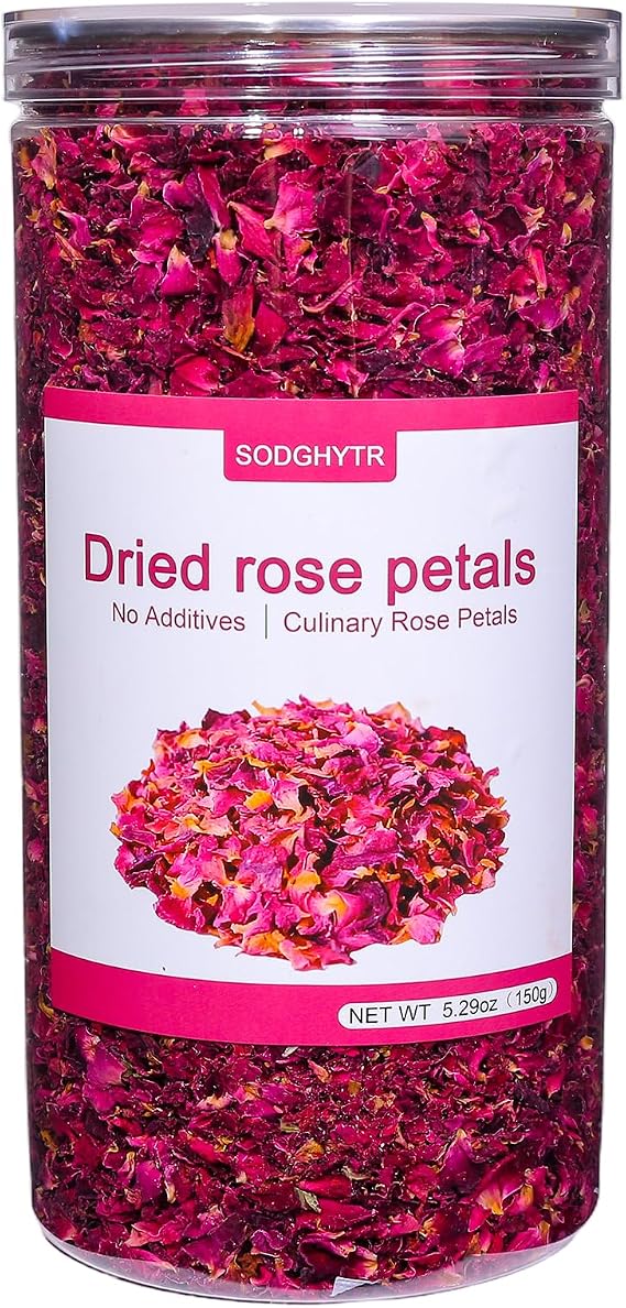 Dried Rose Petals,5.29oz/150g,Food-Grade Edible Rose Petals