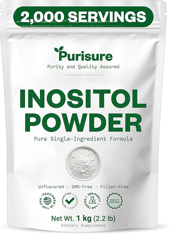 Purisure Inositol Powder, 1 kg, Fertility, Hormonal Balance and Ovarian Support, Pure Inositol Powder, Inositol Supplement to Support Energy and Brain Wellness, Vegan, Non-GMO, 2000 Servings