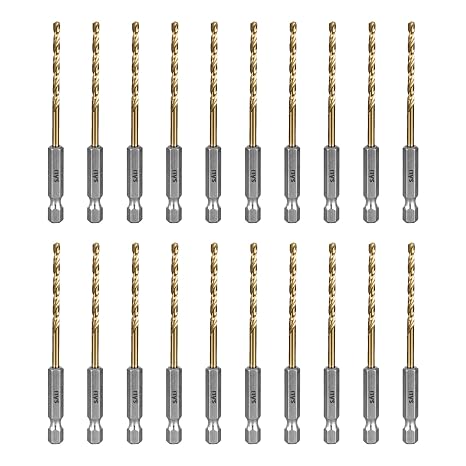 SALI Cobalt Drill Bit Set,20 Pack 1/8 Inch High Speed Steel Hex Shank Jobber Drill Bits, for Hardwood, Aluminum,Metal,Copper,Alloyed Steel