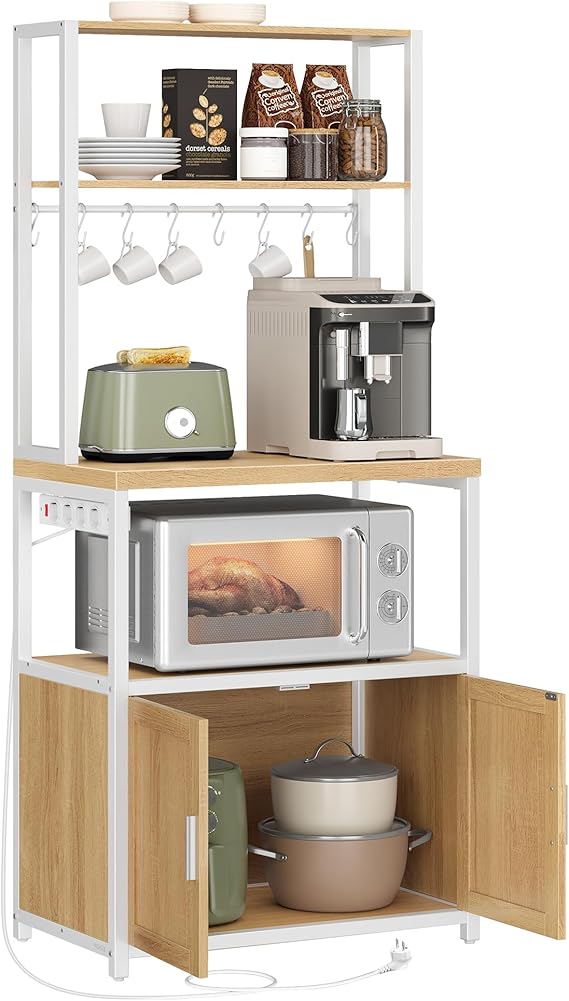Vasagle Kitchen Shelf with Sockets Kitchen Cabinet 40 x 60 x 170 cm