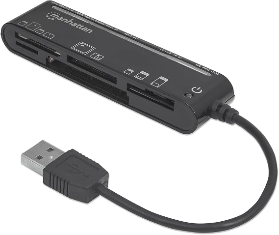 Manhattan USB 2.0 Card Reader / Writer with 5 Flash Memory Card Slots, Supports 79 Memory Card Formats, 480 Mbps Data Transfer Speed Compatible with Windows & Mac - 101998