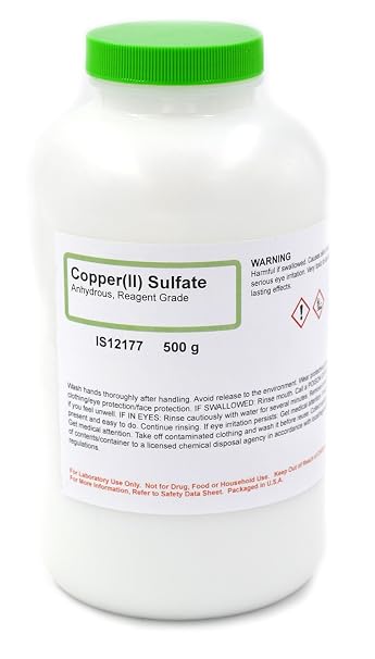 ALDON Innovating Science Anhydrous Copper (II) Sulfate, 500g - Reagent Grade Excellent for Biochemistry & Organic Chemistry Experiments - The Curated Chemical Collection