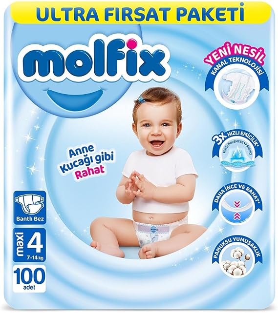 Molfix Maxi 4 Beden Aylık Bebek Bezi (1 x 100 Adet)