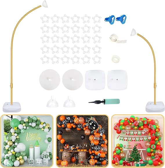 Bazen Balloon Arch Stand Kits Gold 8.2FT&5FT Half Arch Backdrop Stand