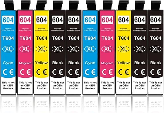 T604 Ink Cartridge Full with chip for Ep-Son T 604XL T 604 XL Compatible XP 2200 2205 3200 3205 4200 WF 2910 2930 2950 Printer(10pcs-2set-2black)