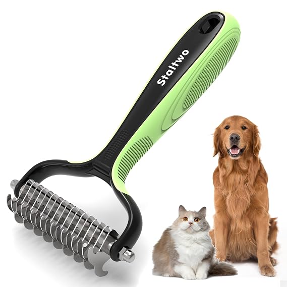 Staltwo Deshedding Dog Brush, Deshedding Undercoat Rake for Dog&Cat