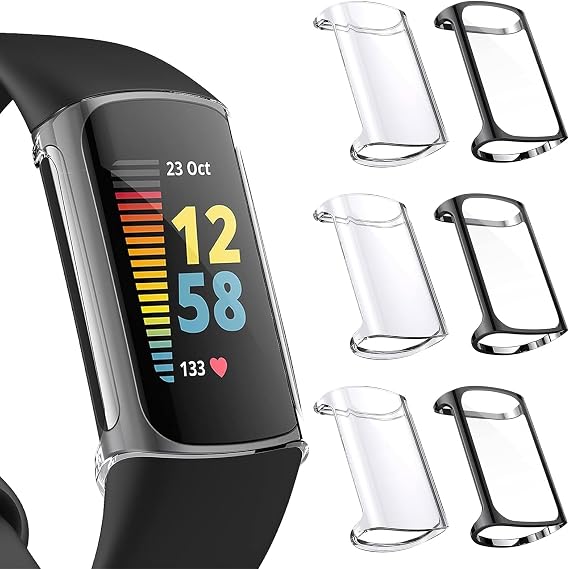 6 Pack Soft TPU Screen Protector Case for Fitbit Charge 6/5