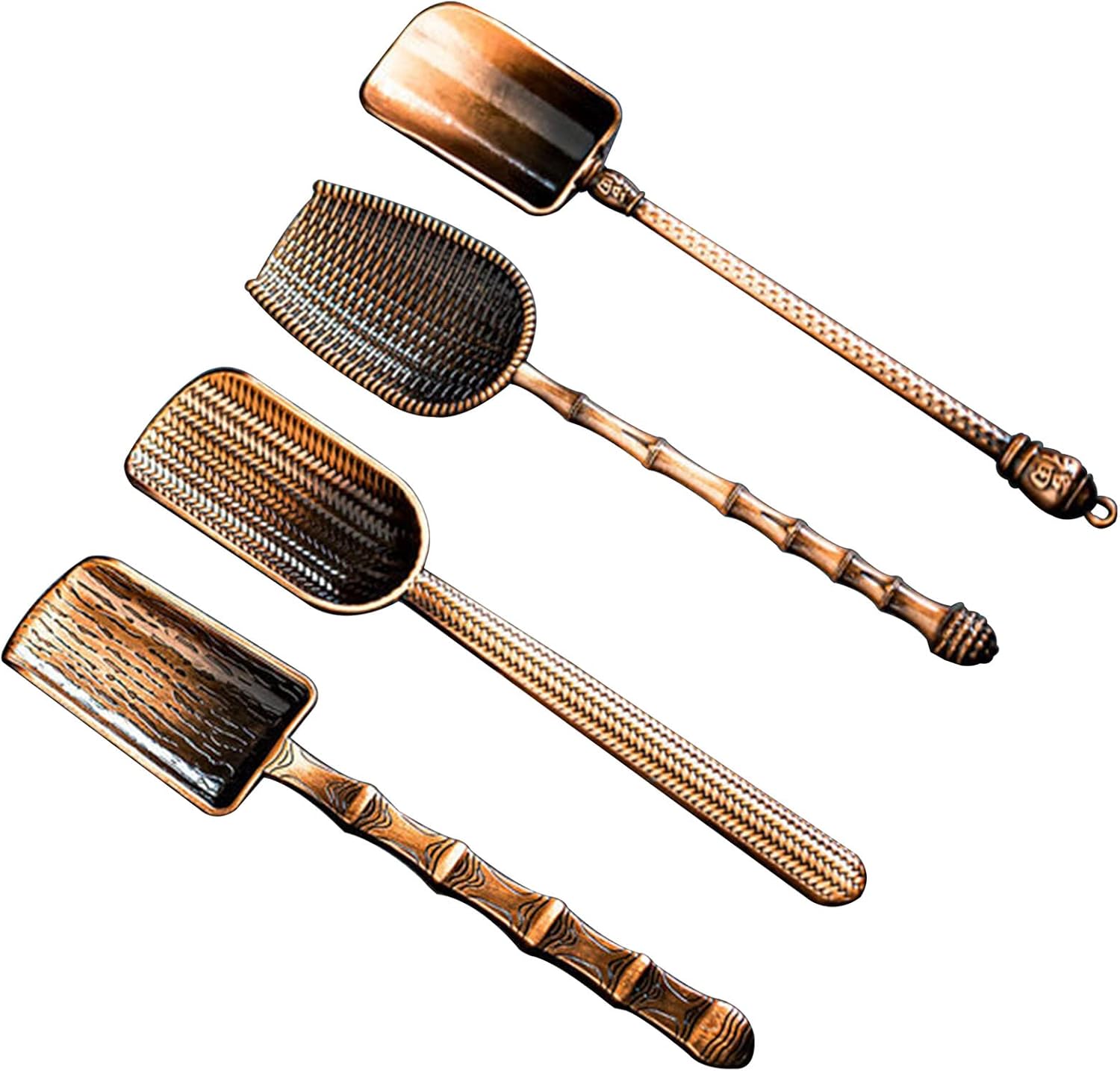 4 Pack Coffee Scoop, Alloy Retro Tea Scoop Long Handle Measuring Spoons For Loose Leaf Tea, Coffee, Milk Powder, Sugar Antique Red