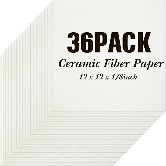 Ctosree 36 Pcs Ceramic Fiber Paper Insulation Gasket or Liner for Kiln White High Temperature Kiln Paper Microwave Ceramic Paper for Stove Fireplace Glass Fusing Jewelry Making (12 x 12 x 1/8 Inch)