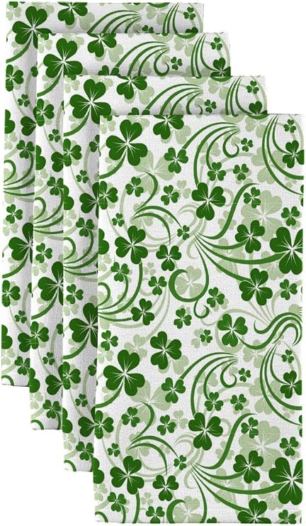 Milliken Shamrock Scroll White Dinner Napkins - Set of 12