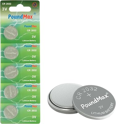PoundMax CR2032 Lithium Coin Cell Battery, Compatible with AirTag, 3V Long-Lasting Reliable Power for Watches, Calculators, Electronic Toys - Leak-Proof BR2032 DL2032 EA2032 ECR2032 KCR2032 5 Pack