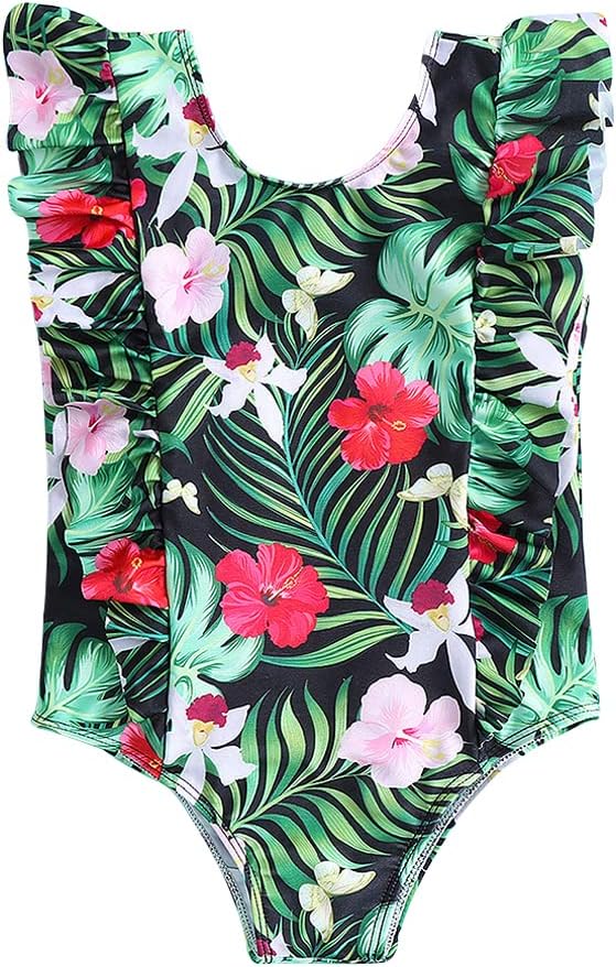 KIMJUN Baby Toddler Girls One Piece Swimsuit Kid Swimwear Bathing Suit Rash Guard 1-5T