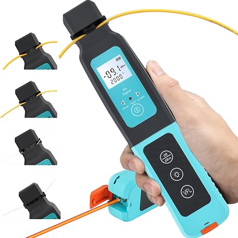 Hanchen Optical Fiber Identifier Handheld Live Optical Fiber Detector Tester High Performance Tracker Single Mode/Multimode 10mw Red Light Source (Blue)