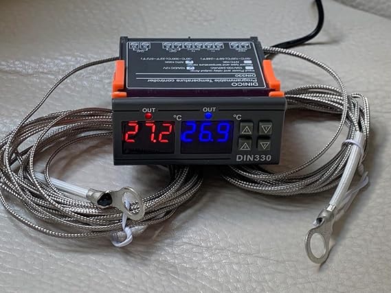 Car, Boat Engine Guard Watchdog Overheating Temperature Gauge Alarm Monitor, Controller with 2 Metal Braided Sensors fr Engine, Radiator, Coolant, Transmission