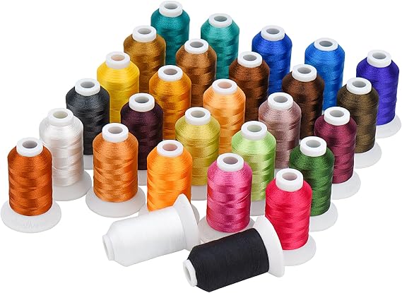 Simthread 28 Spools Polyester Embroidery Thread, 500M (550Y) Each Thread Spool, Colors Compatible with Janome & Robison-Anton Colors 28 Janome Colors-3