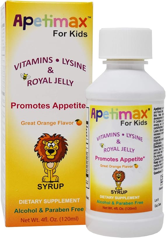 ELP ESSENTIAL Apetimax Vitamins Lysine Royal Jelly Promotes Appetite Syrup for Adults and Kids 4oz for Kids