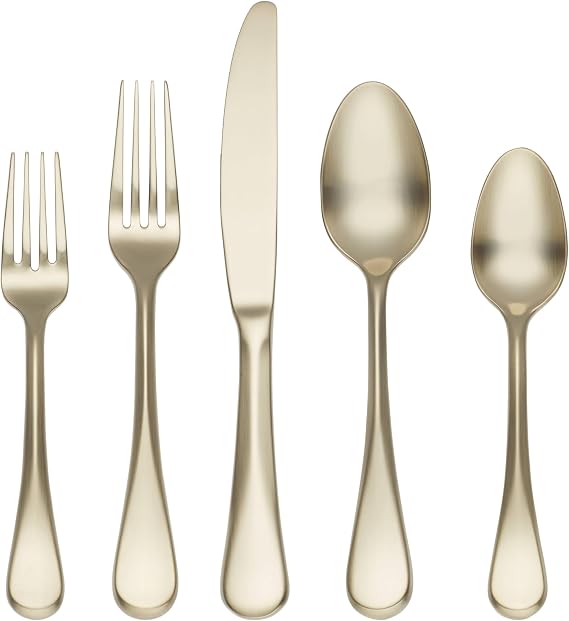 Cambridge Eloquence Flatware Set, 20-Piece, Service for 4, Stainless Steel, Champagne Satin