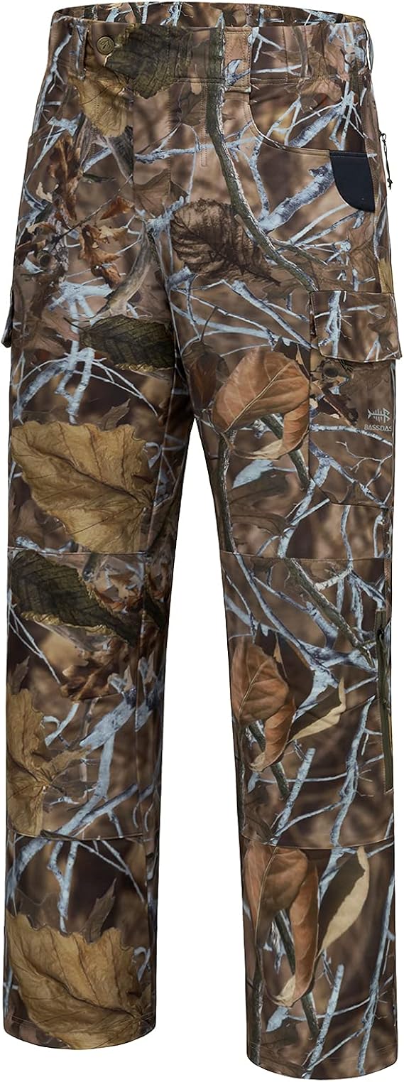 BASSDASH Invis Mens Stretch Hunting Pants Water Resistant Camo Fishing Pant