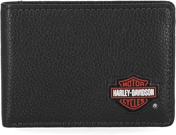 Harley-Davidson Men's Genuine Leather Rfid Blocking Billfold Slim Front Pocket Wallet