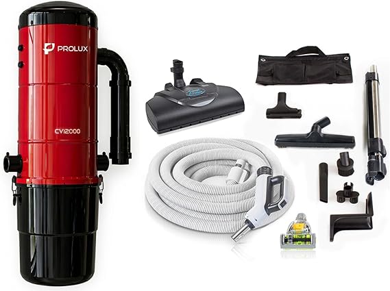 CV12000 Central Vacuum Cleaner System with Premium Power Nozzle Kit - 25 Year Service Promise, No Suction Loss Design, Made in North America, 2-Stage Bypass Motor, Large Capacity Powerful System