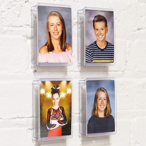 CollectorMount Photo Mount 4 Pack, Clear Picture Frames, Wall Mount or Shelf Stand, Vertical or Horizontal, 2.5 x 3.5