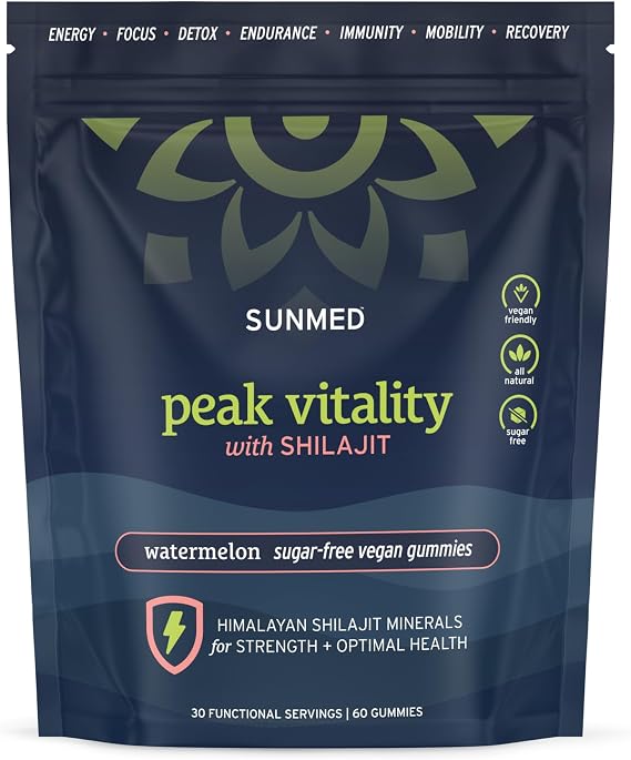 Pink Vitality Himalayan Shilajit Gummies for Strength, Energy, Cognitive Focus | Sugar-Free | Vegan | All-Natural | Recovery & Immunity | Watermelon Flavor