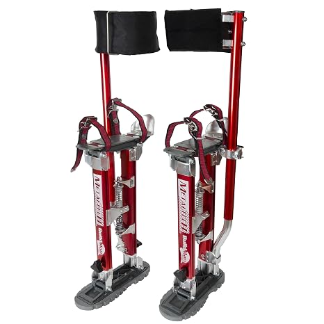 Metaltech I-BMDS1830 BuildMan Grade 18-in. to 30-in. Drywall Stilts 2-Pack, Anodized Aluminum Stilts for Adults, Drywall Tools for Home Improvement, Paint Stilts with Anti-Fatigue Comfort Straps