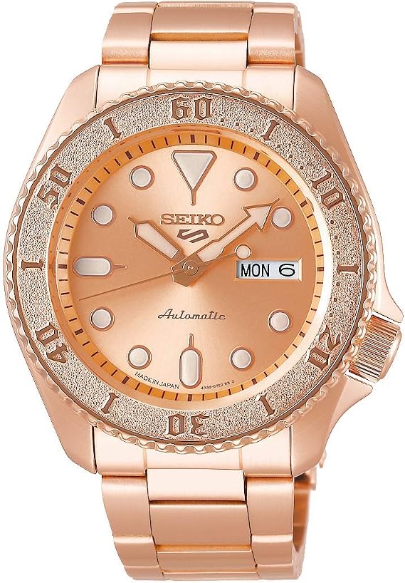 Seiko 5 Sports SKX Street Style Automatic Mechanical Wristwatch Men's Seiko Five Sports Made in Japan Street Style SRPE72 Pink Gold