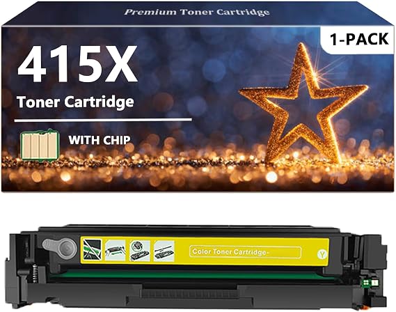 415X Toner Cartridges(with Chip) Compatible for HP 415X 415A W2030X W2031X W2032X W2033X Toner, Work for HP Color Pro M454 Series M479 Series Printers, 1 Yellow