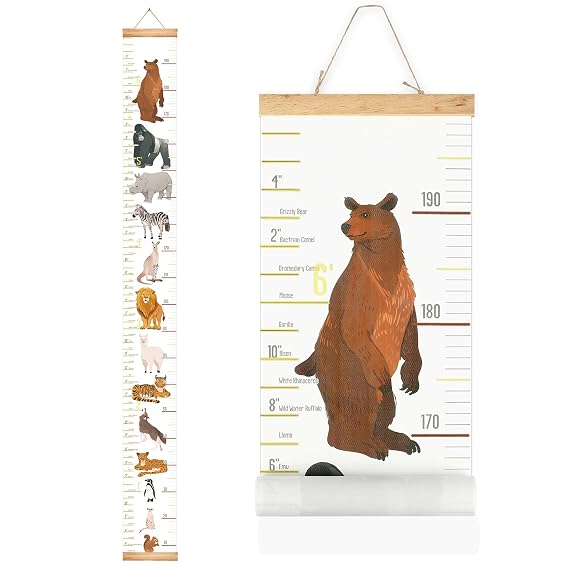 MIBOTE Growth Height Chart for Kids, Removable 79"x7.9" (Animal)