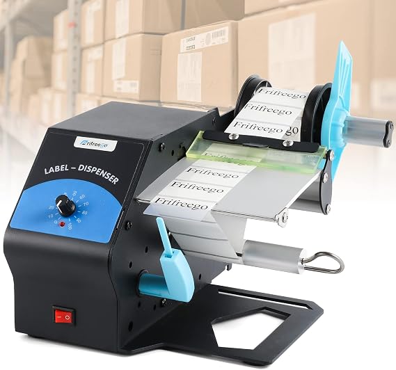 Automatic Label Dispenser Electric Sticker Dispenser for Rolls&Folds Label Machine, Speed Adjustable, Lable Dispenser for 5-120mm Label Width, Transparent Labels & Various Common Labels