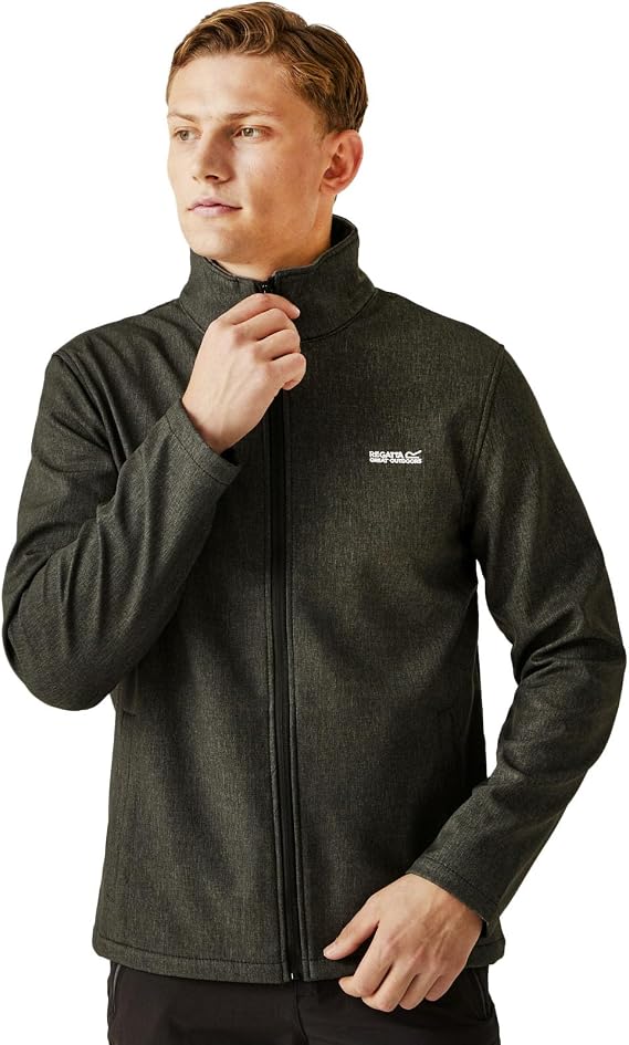 Regatta Mens Cera V Wind Resistant Soft Shell Jacket (S) (Black Marl)