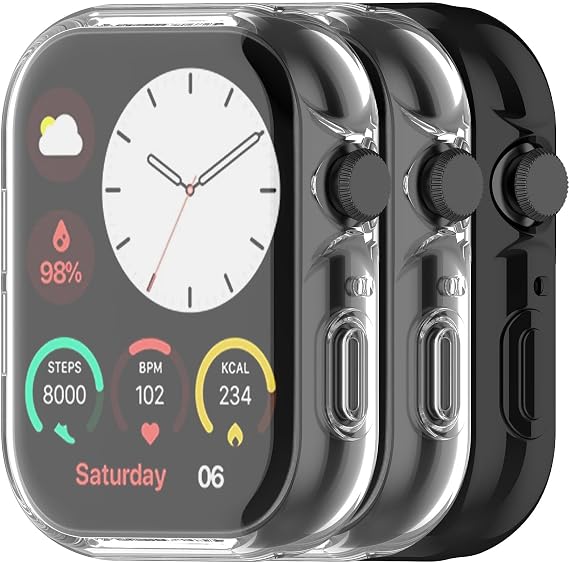 FitTurn for Noise Colorfit Ultra 3 Case, 3PACK Soft TPU Fashion Plated Metal Color Frame Shock Resistant Proof Cover Protective Protector Shell Bumper for Noise Colorfit Ultra 3 (Clear*2,Black)