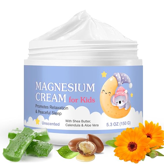 Magnesium Cream for Kids -Magnesium Oil Lotion For Bone & Muscle Relaxation,Soothe and Nourish Skin with Calendula,Aloe Vera,Shea Butter-All-Natural Magnesium Oil for Kids' Calm,Sweet Sleep Experience