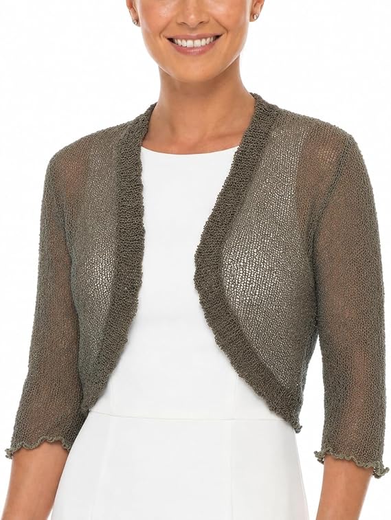 SHU-SHI Bolero Shrugs For Dresses Formal Sheer Cropped Cardigan Cocktail Sweater Lightweight Knit