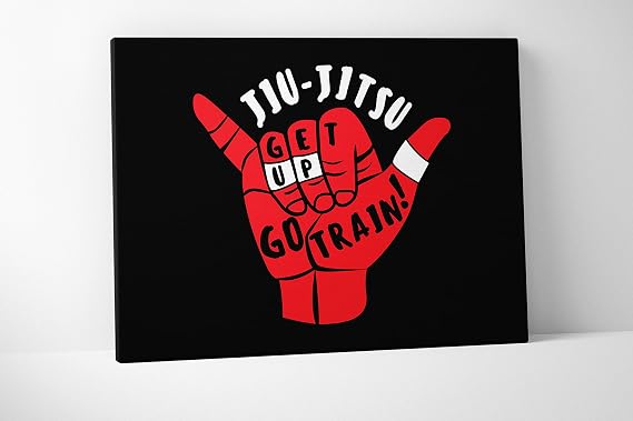 Damdekoli Get Up Go Train Poster - Wall Art Brazilian Jiu Jitsu BJJ - Motivational - Martial Arts - Jujitsu (12 x 18 Inches - Canvas)