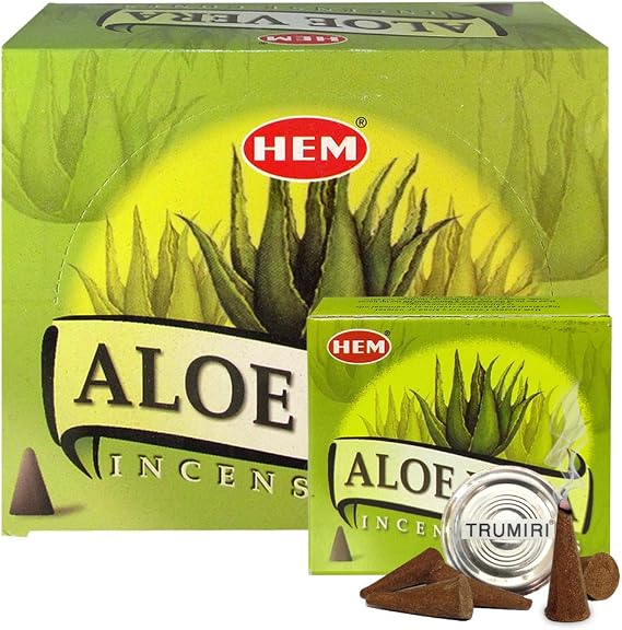 Aloe Vera Incense Cones and Cone Incense Burner Bundle Insence Insense Hem Incense