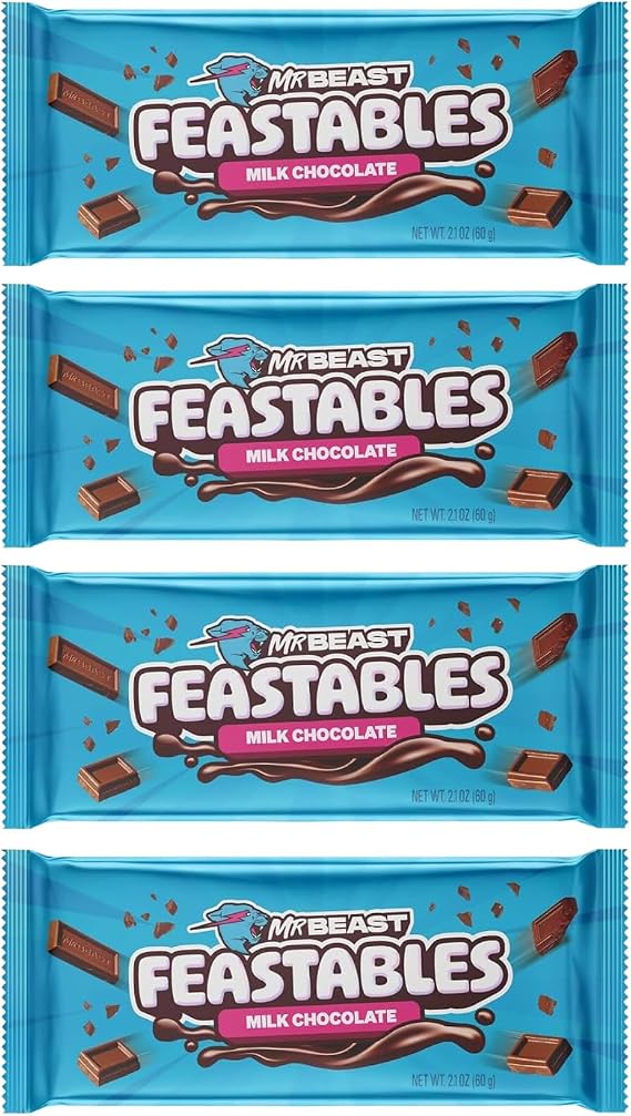 Mr Beast Feastable Chocolate Bundle - x4 60g Mr Beast Feastable Milk Chocolate Bars