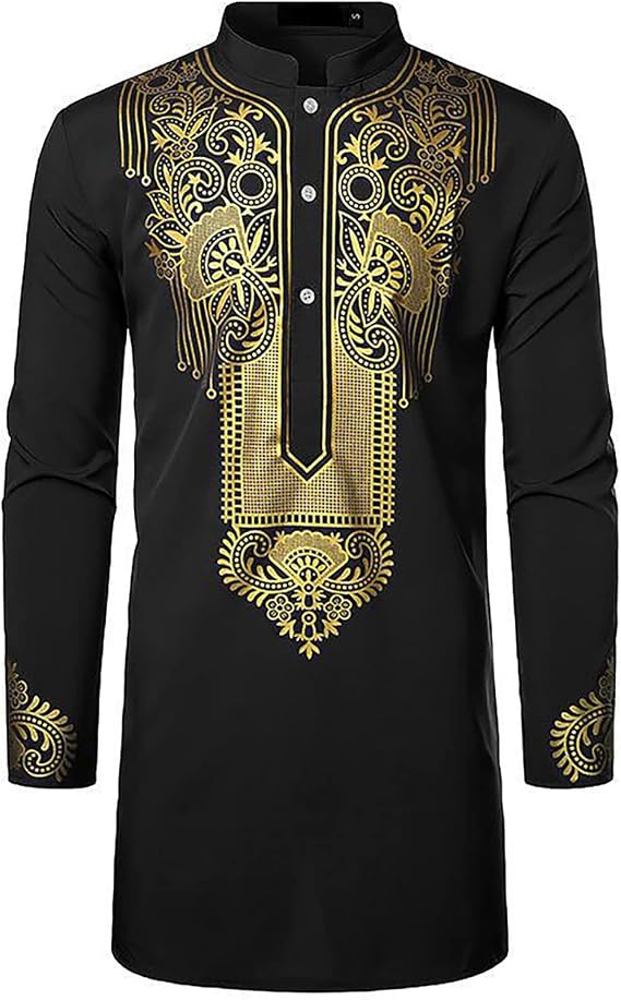 Alalaso Mens Muslim Kaftan Clothes Saudi Arabic Middle East Islamic Robes Long Sleeve Lightweight Clothing Ramadan Dress