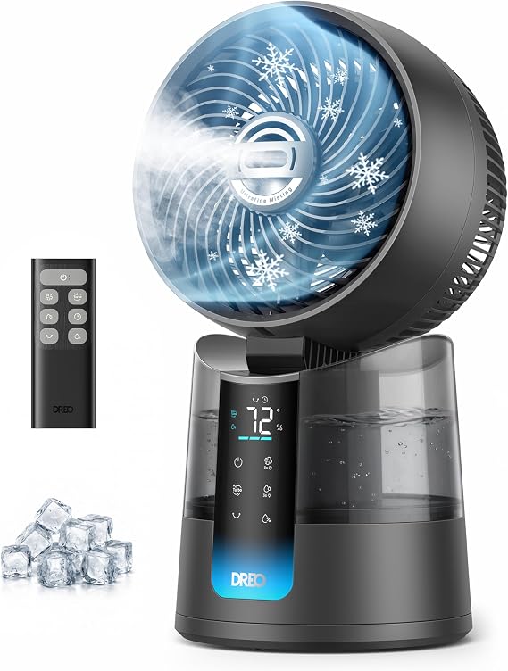 DREO TurboCool Misting Fan 516, 5F Drop Cooling Fans that Blow Cold Air